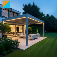 Pergola en aluminium à toit à persiennes double couche, protection contre les intempéries, imperméable, motorisée, pour jacuzzi, spa extérieur