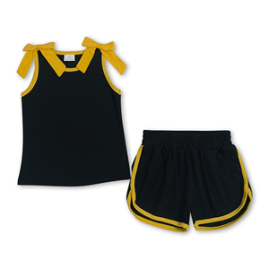 RTS/OEM/ODM Game Day Mädchen-Teamoutfits, Ärmelloses Schleifentop und Shorts-Set Mädchenbekleidung für Fußballspiele und Ausgeh-Looks - Product Image 4