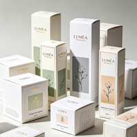 Boîte à double insertion en papier cartonné blanc recyclé, personnalisable et réutilisable, pour l'emballage de cosmétiques et d'huiles essentielles