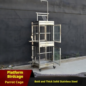 Cage à oiseaux extra-large en acier inoxydable, volière robuste pour perroquets et calopsittes avec plateau amovible - Product Image 3