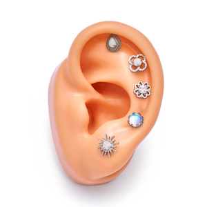 Orecchini a perno in titanio G23 color oro 16G con opale a goccia, piercing per labret, labbra, <span class=keywords><strong>trago</strong></span>, lobo, elice, cartilagine - Product Image 3