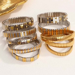 Vente chaude De Mode Populaire Bijoux En Acier Inoxydable Coeur Trèfle Charme Élastique Bracelet Bracelet - Product Image 1