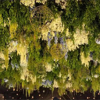 Décoration de Plafond Suspendue pour Hall de Restaurant, Végétation Artificielle Verte, Feuilles et Fleurs Faux, Vigne, Mur Végétal, Plantes Artificielles