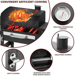Grill Barbecue a Carbone ATLAS Combo con Bruciatore Laterale e 4 Bruciatori in Acciaio Inox Cromato Facile da Pulire e Portatile - Product Image 5