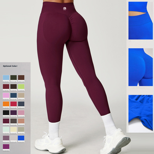 Leggings de yoga taille haute respirants et sans coutures pour femmes, vêtements de sport, tenue de fitness froncée aux fesses, en Spandex/Nylon, vêtements de gym personnalisés - Product Image 1