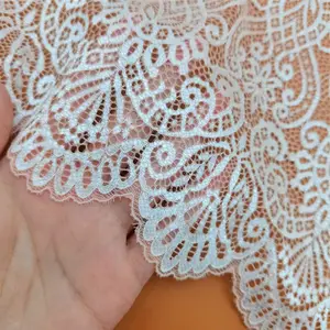 High Quality Nylon Spandex Jacquard Stretch Lace Fabric Two-Tone/Two-Color Elastic Lace Trim Fashionable Bridal Stock Accessory