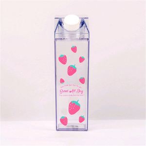 17Oz Clear <b>Plastic</b> Leak-Proof Direct Drinking <b>Milk</b> Carton <b>Bottle</b> Lid Portable Square Dishwasher Safe Outdoor Sports Travel - Product Image 5