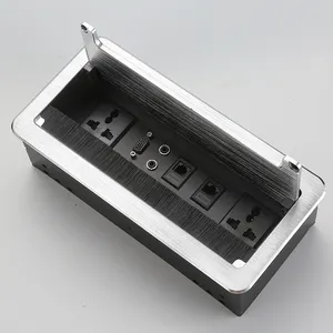 התאמה אישית לוח סגסוגת אלומיניום שקע כוח מברשת להעיף כיסוי כבל חשמל USB נתונים לשקע שולחן עבודה עבור משרד הבית