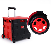 Chariot de courses pliable en plastique pour légumes et courses en plein air, avec roues faciles à déplacer, chariot de camping portable