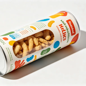 Emballage en papier cylindrique de qualité alimentaire imprimé avec logo personnalisé pour les chips de pommes de terre, les croustilles et tous les en-cas - Product Image 1