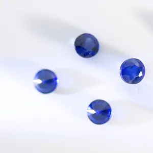 Pierres semi-précieuses Diamant rond taillé en pierre saphir bleu naturel taillé à la machine de Chine 100% naturel