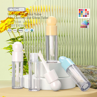 Tubes de brillant à lèvres PETG 3 ml personnalisés avec logo, bouchon à vis, sérigraphie motif nœud et cœur, en gros