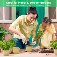 Kit de démarrage pour jardin d'herbes aromatiques d'intérieur, écologique, en papier kraft carré, pour la culture à domicile, avec pots de plantation et terreau
