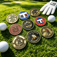 Marcador de Pelota de Golf Magnético Personalizado de Metal Esmaltado con Recubrimiento en Polvo y Grabable, y Fijador de Buceo en Guante Personalizado sin Clip para Gorra
