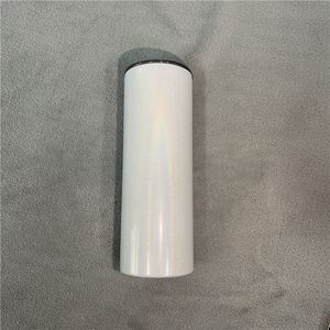 Gobelet isotherme sous vide blanc de 20 oz, fin et haut, à sublimation vierge, pour boissons chaudes et froides, à personnaliser avec transfert thermique et paillettes - Product Image 2
