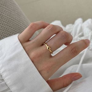 Dylam Geometric Simplicity Design 18K Gold Rhodium Plated 925 <b>Silver</b> Open <b>Adjustable</b> Heart Love <b>Rings</b> for Women Jewelry - Product Image 4