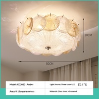 Plafonnier en verre à cadre en fer couleur crème pour chambre à coucher, luminaire LED moderne minimaliste haut de gamme, protection des yeux, style français