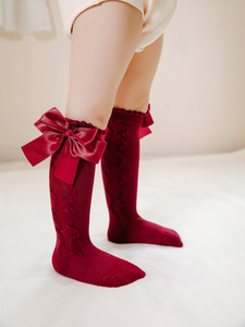 Top vente 0-5 Ans 100% coton petites filles bébé genou haute chaussettes doux coton bio <span class=keywords><strong>bas</strong></span> arc volants chaussettes - Product Image 2