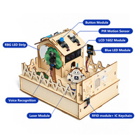 Kit Maison Intelligente DIY RobotWiz pour Arduino, Kit Robot de Démarrage, Projets d'Automatisation, Kit d'Apprentissage Maison en Bois pour ESP32
