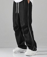 Pantalon de jogging large pour femme en Spandex et Polyester, taille élastique, bande latérale, coupe ample, longueur intégrale, décontracté, ODM OEM