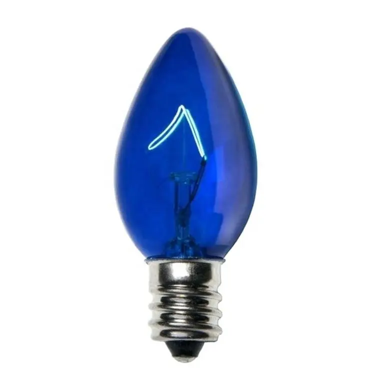 Vintage Transparent Blue C7 Incandescent Christmas Light Bulb 5 Watts 130V 60HZ