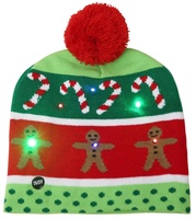 Cappello di Natale a LED caldo che illumina il cappello per le vacanze carino con fiocchi di neve di renna cappello rosso lavorato a maglia berretto di natale
