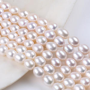 ลูกปัดข้าวขาวขนาด 9-10 มม. ไข่มุกน้ำจืดธรรมชาติ แบบหลวม วัสดุกึ่งสำเร็จรูปสำหรับงาน DIY เครื่องประดับทำมือ เช่น สร้อยคอ สร้อยข้อมือ - Product Image 3