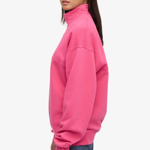 Sudadera personalizada con cremallera de un cuarto para mujer, con detalle de solapa frontal, hombros caídos, algodón de alto gramaje, estilo oversize, streetwear, tipo jersey - Product Image 2
