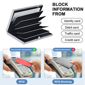 男性と女性のための超薄型ステンレス鋼金属RFIDウォレットRFIDブロッキングクレジットカードウォレットホルダー - Product Image 6