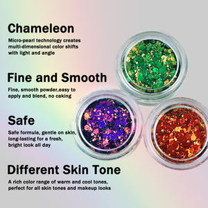 GP, оптовая продажа, моющиеся веганские дуэт-хром, массивные блестки, водостойкие, хамелеон, металлические косметические блестящие хлопья для макияжа - Product Image 4