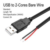 Kabel Ekstensi Pigtail 5V USB ke Kabel Kawat Terbuka Berlapis Timah 2 4 Shielded Bare Wire End untuk Lampu Strip LED Papan Sirkuit