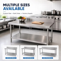 Meja Kerja Dapur Stainless Steel dengan Backsplash Belakang untuk Pesanan Grosir Salad Bar