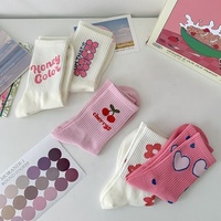 Nouveau style coréen tendance rose fleur amour adolescente bas doux coton mode femmes chaussettes de sport