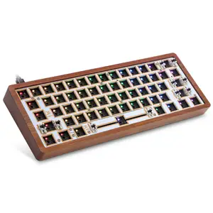 新しい木製ケースキットGK61SK61キーキーボード60% ミニRGBバックライト付きメカニカルゲームキーボードteclado