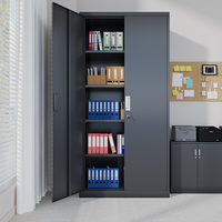 Armoire de classement métallique de taille personnalisable, armoire en acier noir moderne avec serrure, mobilier de rangement de bureau