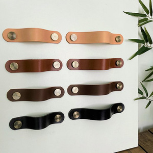 Manijas de puerta de cuero PU de estilo nórdico, manijas de cajones para armarios domésticos, manijas de cuero creativas a prueba de niños. - Product Image 1