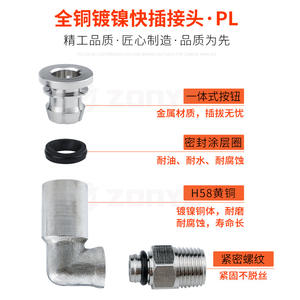 Coude à angle droit tout en cuivre nickelé, haute température, haute pression, résistant à la corrosion, raccord rapide pneumatique pour tuyau d'air - Product Image 5