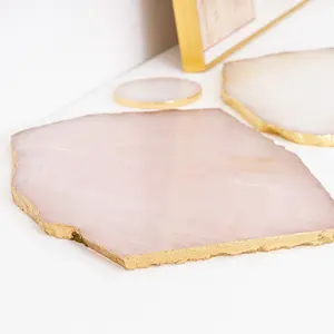 Großhandel Luxus Weiß Rosa Marmor Platte Kuchen Display Tablett Achat Stein Cutter Board Schmuck Zubehör Tablett