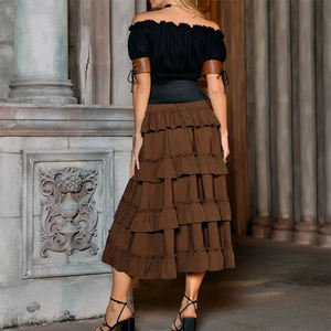 custom Length Adjustable high waist <b>skirt</b> Gothic Comfy <b>Elastic</b> Waist women's pleated <b>skirt</b> High-Low Punk <b>skirt</b> for women long - Product Image 2