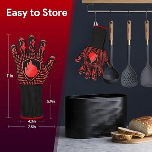 Guantes para Barbacoa, Guantes para Horno, Guantes para Asar - 1472 ℉   Guantes de Horno Resistentes al Calor Extremo, Guantes de Cocina de Silicona Antideslizantes para Asar - Product Image 5