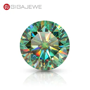 GIGAJEWE ירוק צבע עגול מבריק Moissanite סיטונאי יהלומים סינטטיים loose חן עבור תכשיטי ביצוע