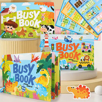 Livre d'activités sensorielles pour tout-petits, jeu de puzzle et d'association, jouet éducatif pour enfants, livres d'activités en bois avec bandes adhésives magiques
