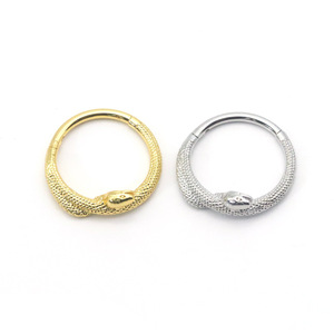Anillo de nariz de acero inoxidable con forma de serpiente, color plateado y dorado, diseño de signo del zodiaco animal, regalo, joyería BH0072 - Product Image 3