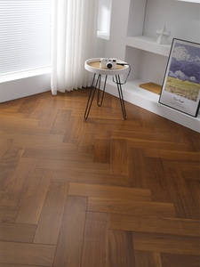 Planches de parquet en <span class=keywords><strong>noyer</strong></span> noir à chevrons, style moderne du milieu du siècle, pour chambre et salon intérieurs, maison de luxe - Product Image 3