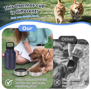 Bouteille d'eau pour chien en acier inoxydable 304SS, bol amovible pour animaux de compagnie, <span class=keywords><strong>thermos</strong></span> isotherme portable pour les voyages en plein air et l'utilisation des animaux de compagnie - Product Image 5