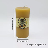 Bougie pilier en cire d'abeille 100% pure faite à la main longue durée avec mèche en coton pour la décoration de la maison, les fêtes de mariage ou Noël