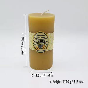 Bougie pilier en cire d'abeille 100% pure faite à la main longue durée avec mèche en coton pour la décoration de la maison, les fêtes de mariage ou Noël - Product Image 2