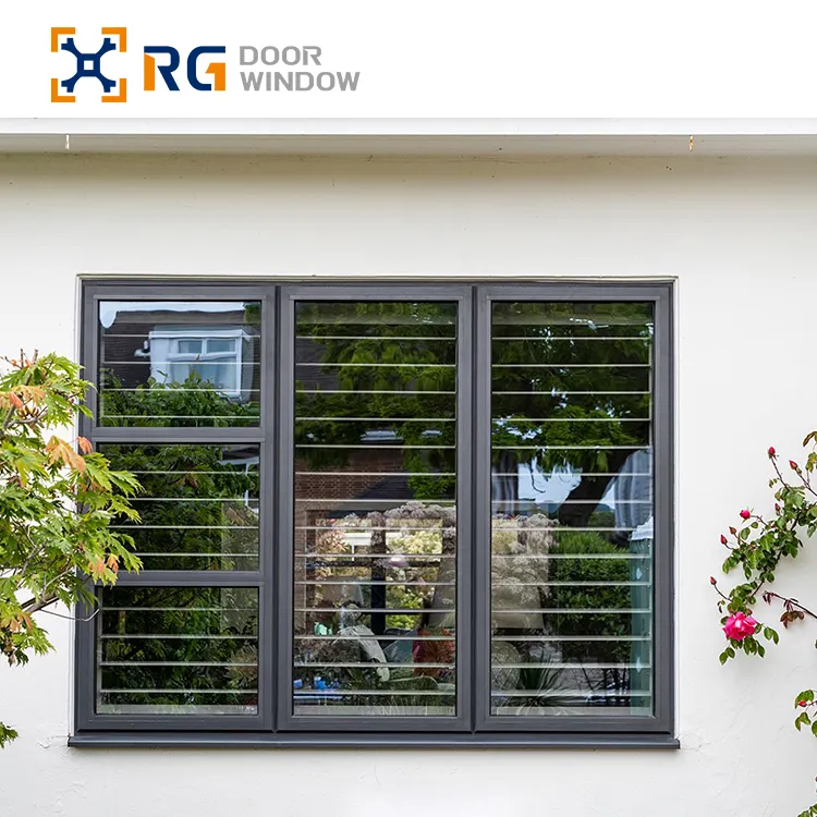 RG65 бесплатный образец Современные Индивидуальные окна и двери с двойным остеклением алюминиевые створчатые окна для квартиры