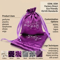 Tas Serut Sutra Daur Ulang dengan Logo Kustom Pabrik Grosir, Kantong Debu Satin, Kantong Kemasan untuk Rambut, Sepatu & Parfum