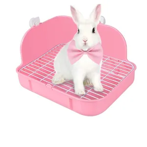 Kleine Tiere Kaninchen-Kottopfanne Käfig Eck-Abfalltray mit Anti-Sprühdämpfer-Urin-Baffle
